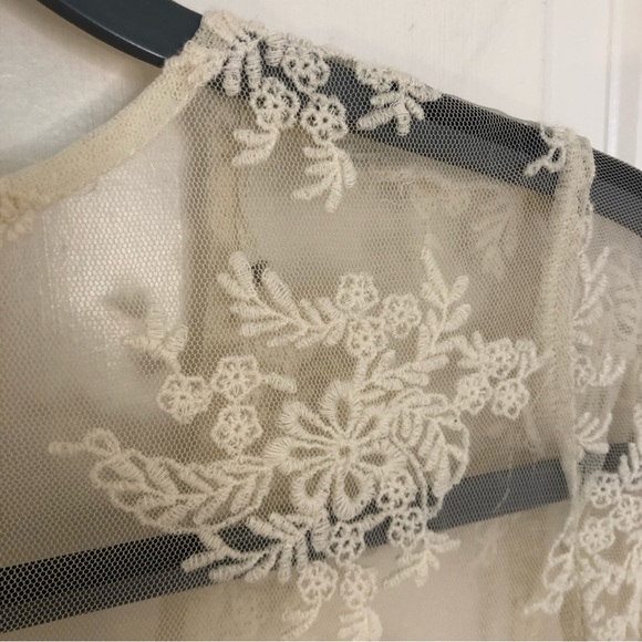 Denim Supply Ralph Lauren Bohemian Printed Tea Dress Lace Flare Sleeves Prairie - Picture 13 of 14